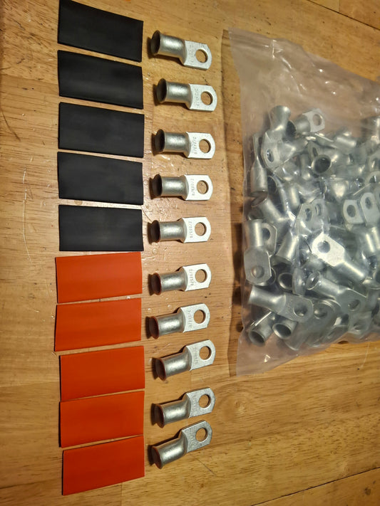 2/0 TINNED COPPER LUGS 3/8" Hole...10 PACK WITH SHRINK WRAPS...THICK Heavy Duty...💯