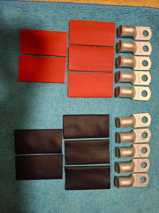 1/0 Tinned Copper Lugs 5/16" Hole...10 PACK With Shrink Wraps..HEAVY DUTY..NEW..💯